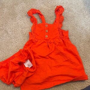 Bright Orange Baby Dress with Bloomers
